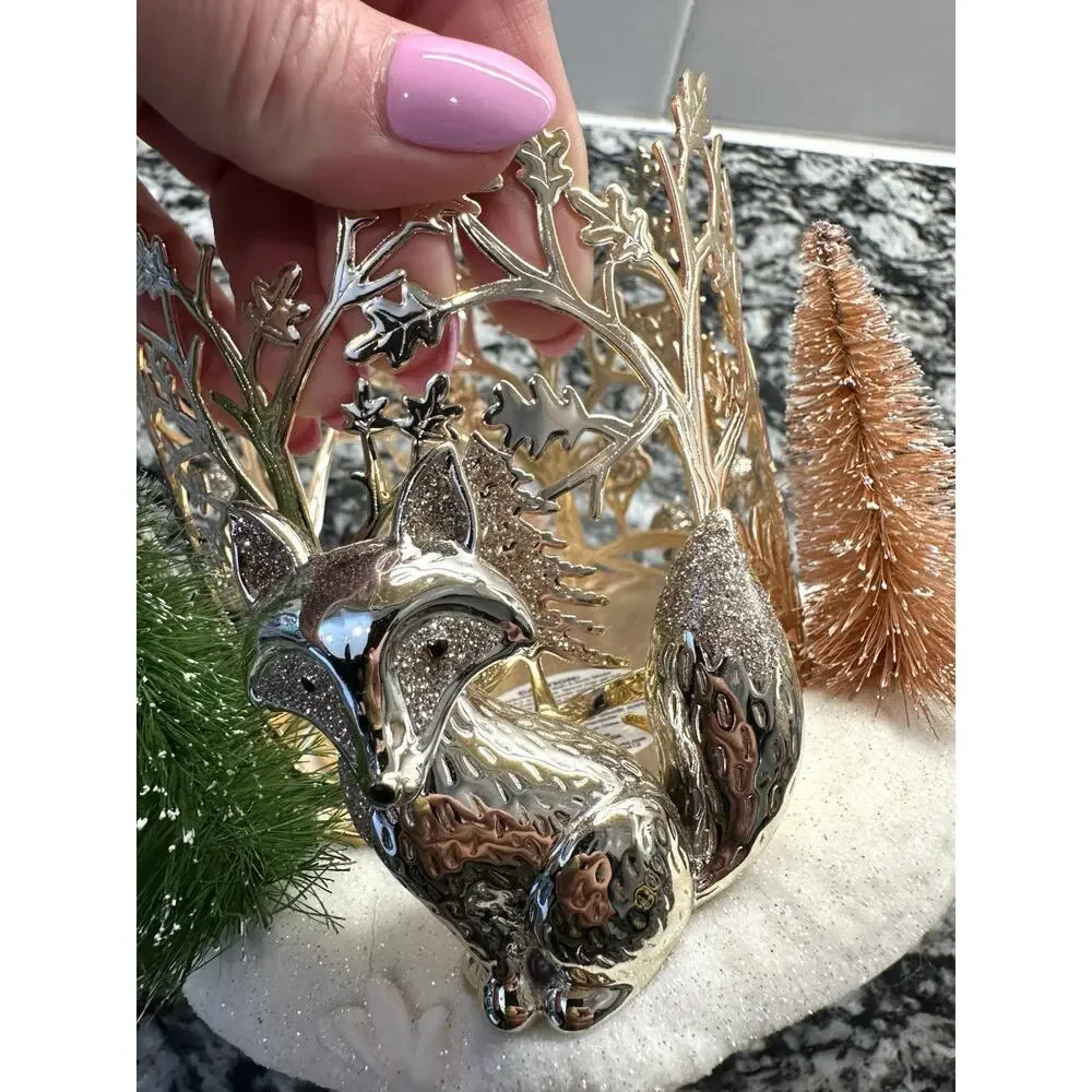 Bath Body Works Christmas Scene Candle Holder Fox Rabbit Squirrel Rare - Picture 7 of 7